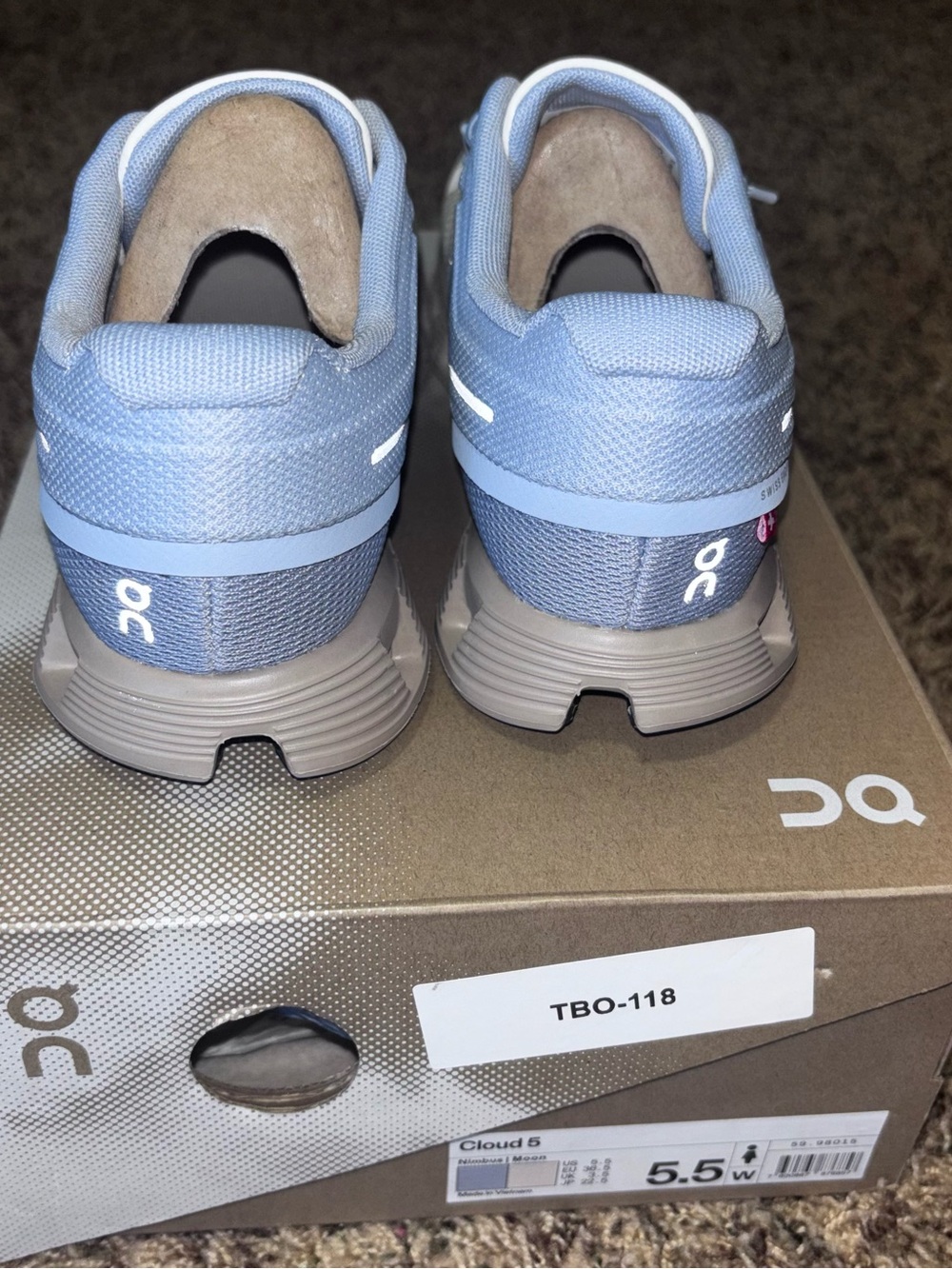 On Cloud 5 Women's Size 5.5 Nimbus/Moon Running Shoes New - Picture 3 of 6
